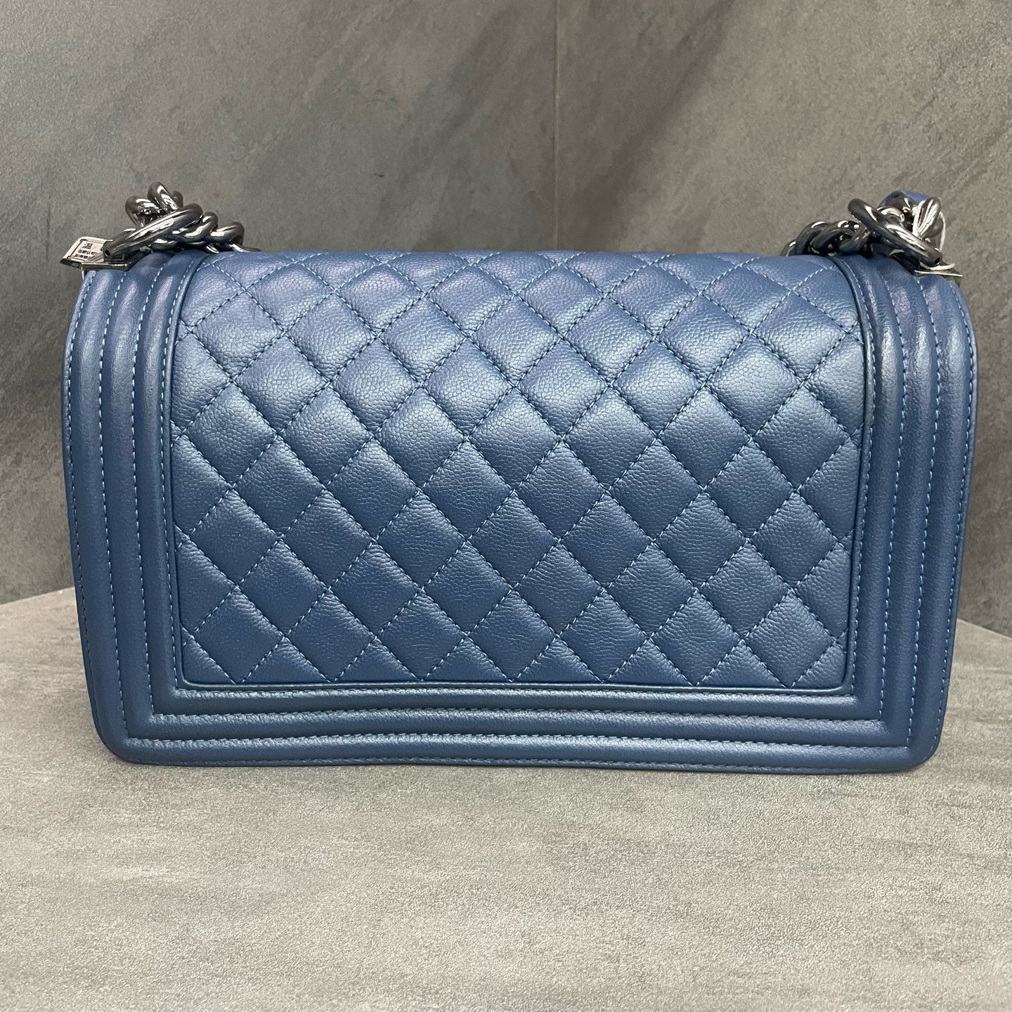 Chanel leboy lichee pattern cowhide middle size Blue