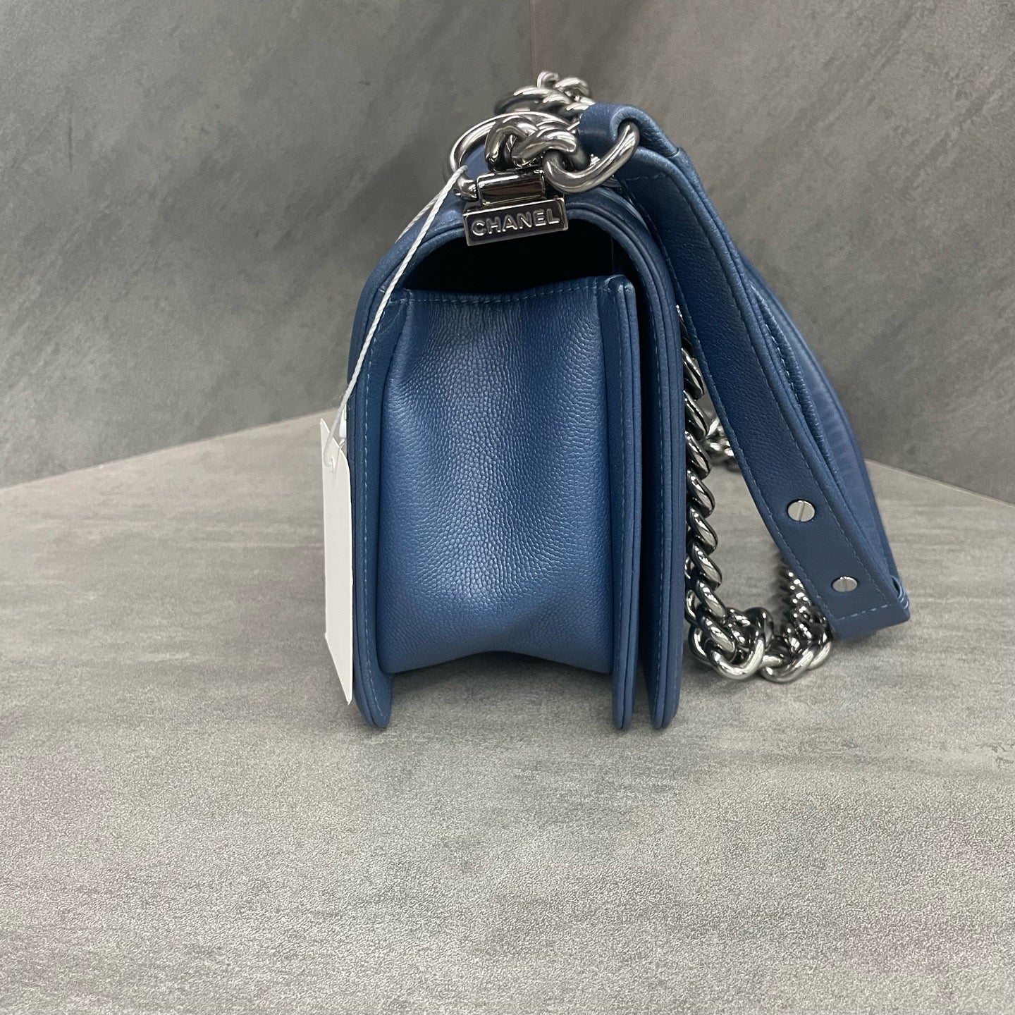 Chanel leboy lichee pattern cowhide middle size Blue