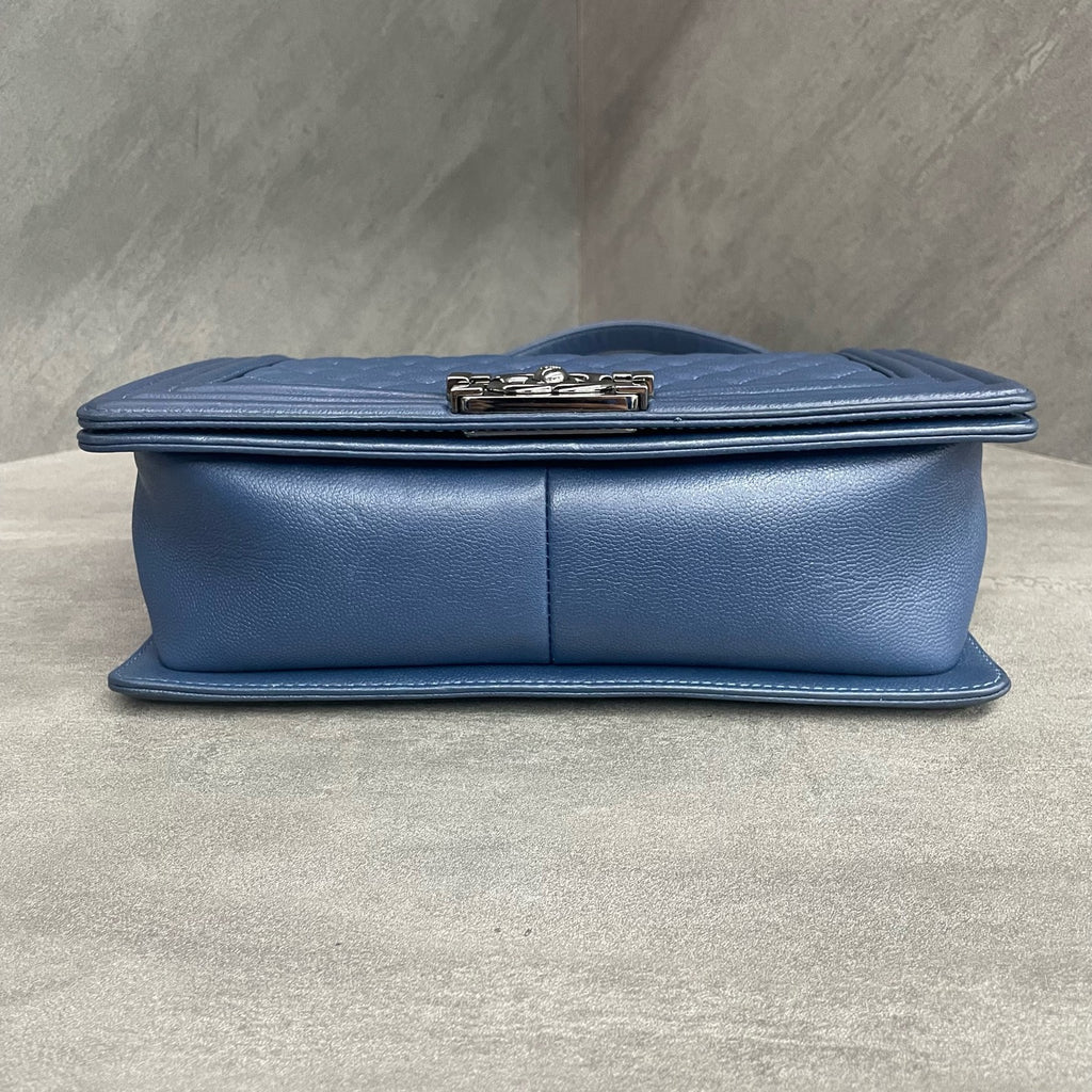 Chanel leboy lichee pattern cowhide middle size Blue