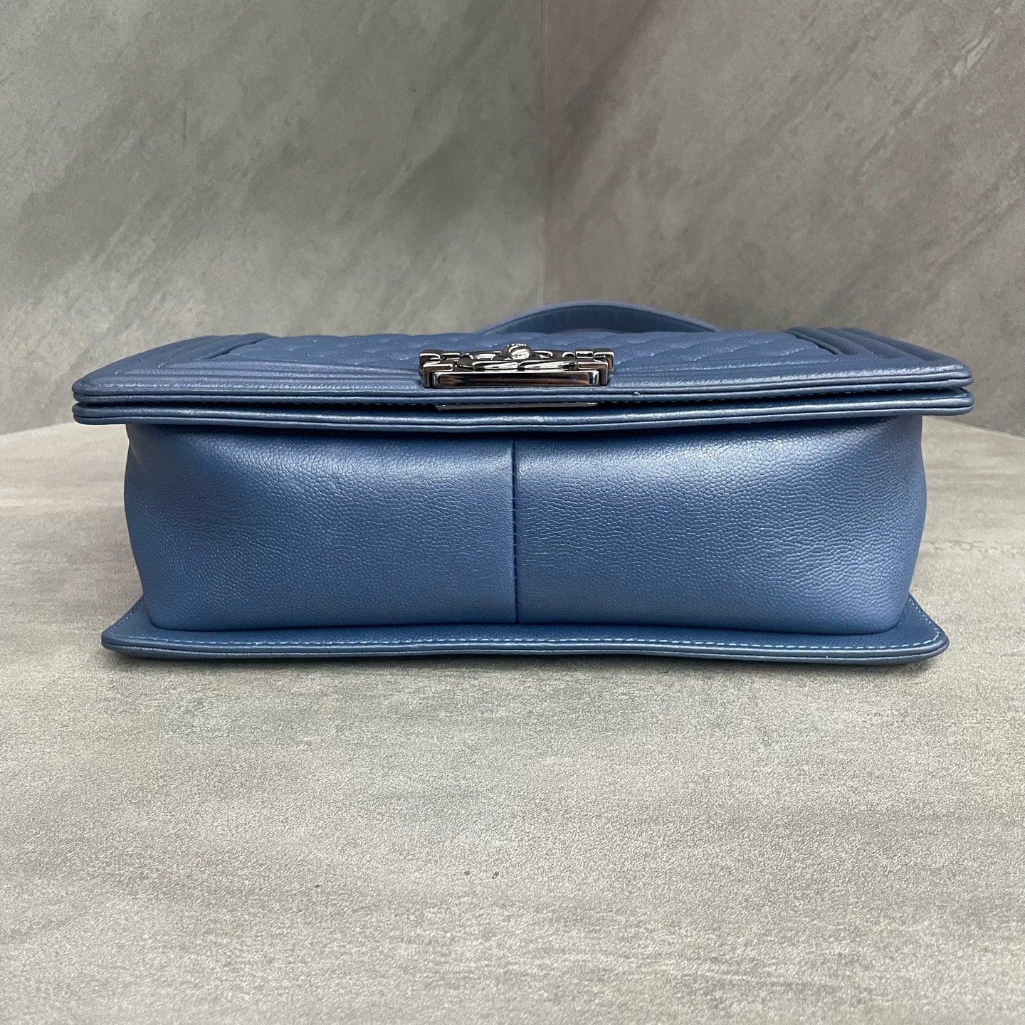 Chanel leboy lichee pattern cowhide middle size Blue
