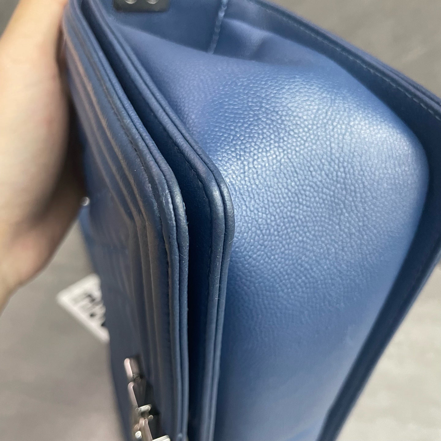 Chanel leboy lichee pattern cowhide middle size Blue