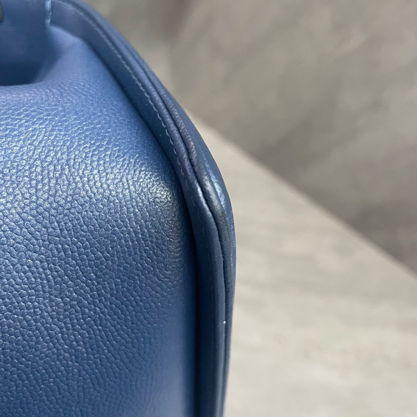 Chanel leboy lichee pattern cowhide middle size Blue