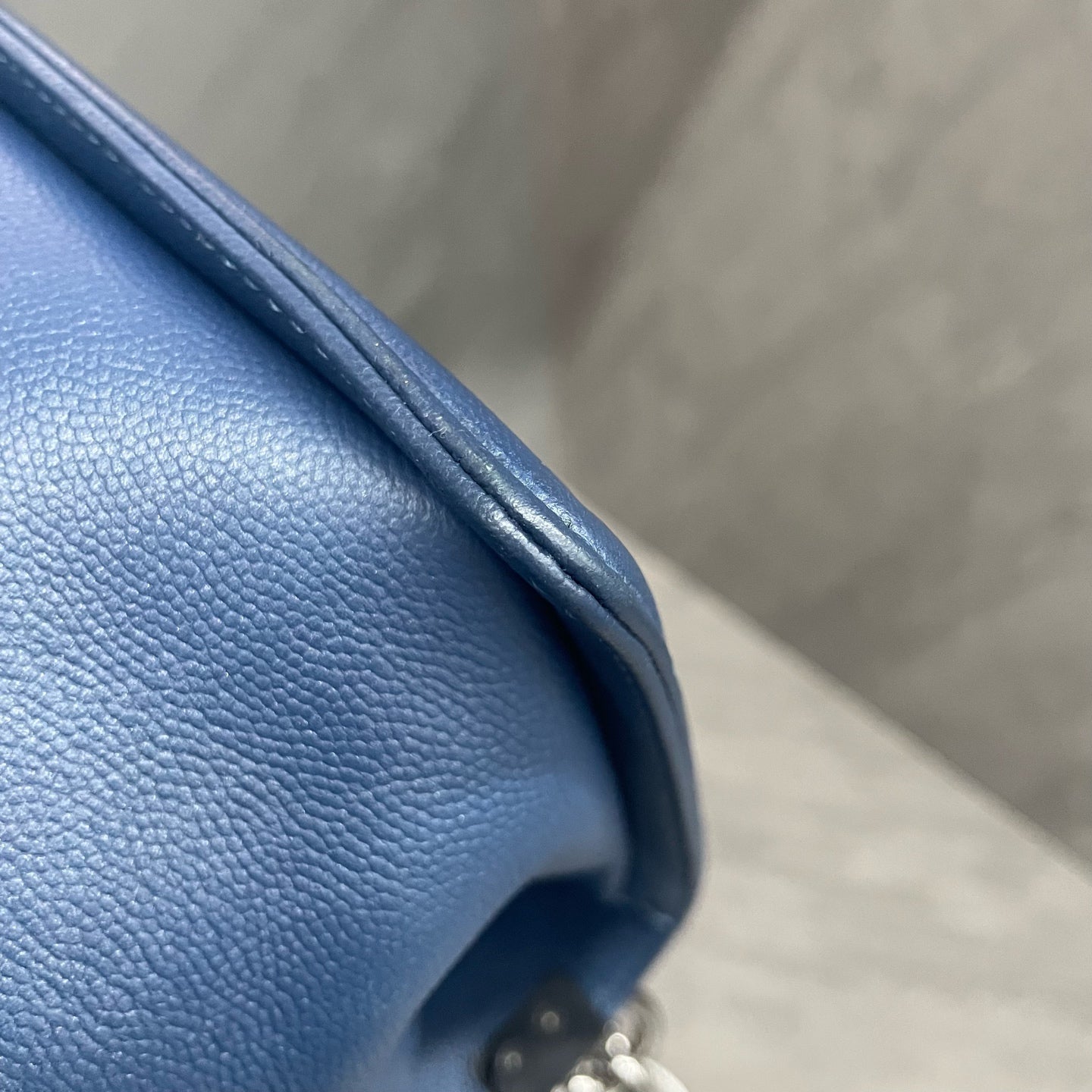 Chanel leboy lichee pattern cowhide middle size Blue