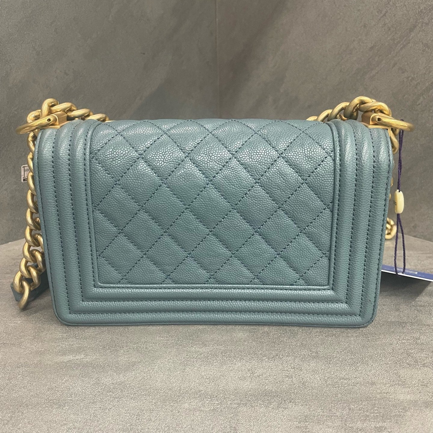 Chanel leboy lichee pattern cowhide small size Lake green