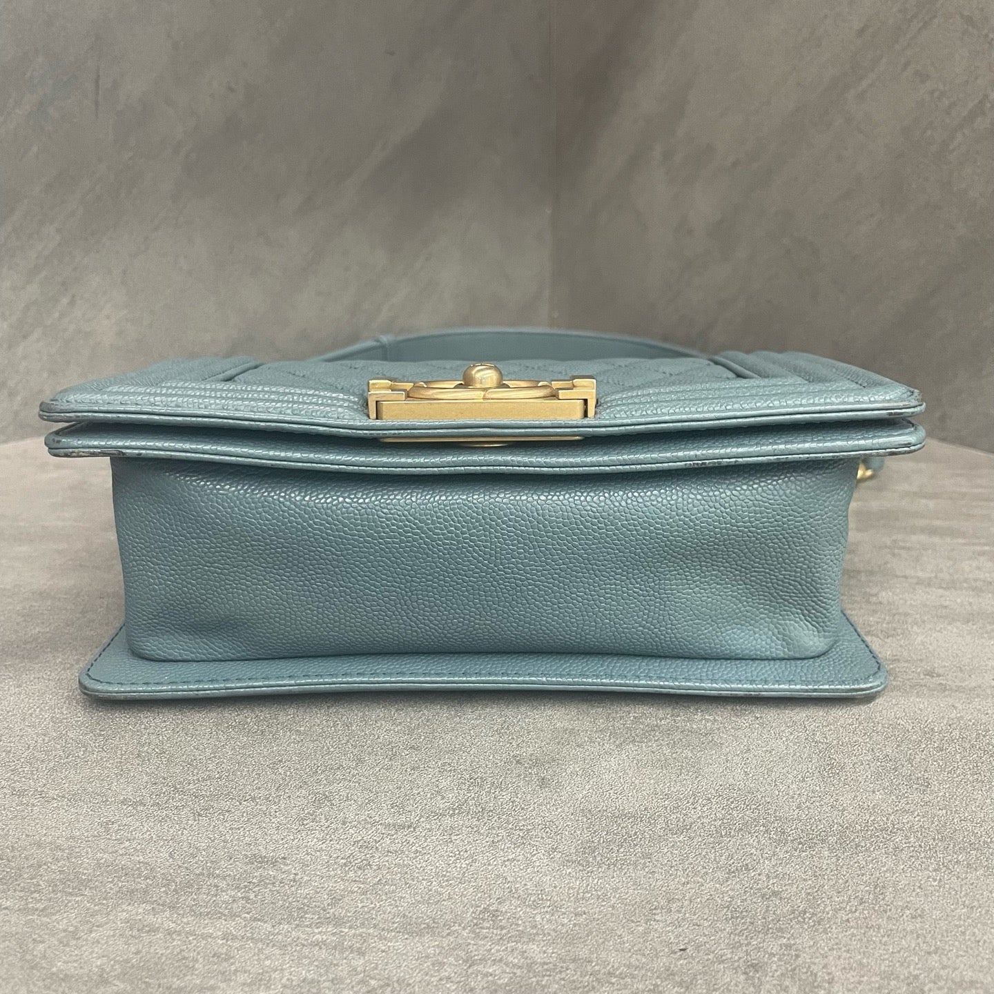 Chanel leboy lichee pattern cowhide small size Lake green