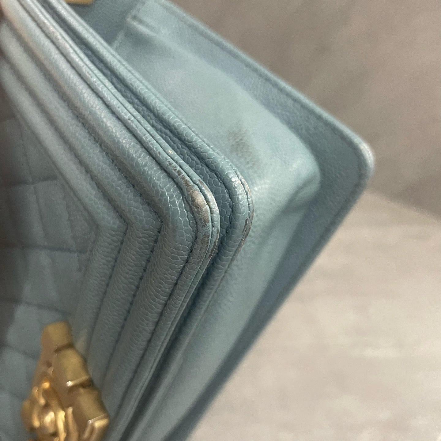 Chanel leboy lichee pattern cowhide small size Lake green