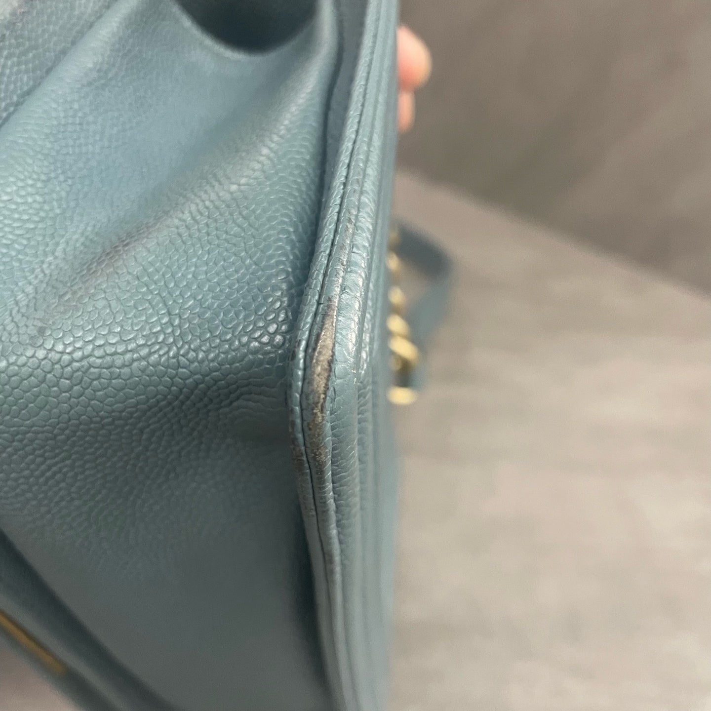 Chanel leboy lichee pattern cowhide small size Lake green