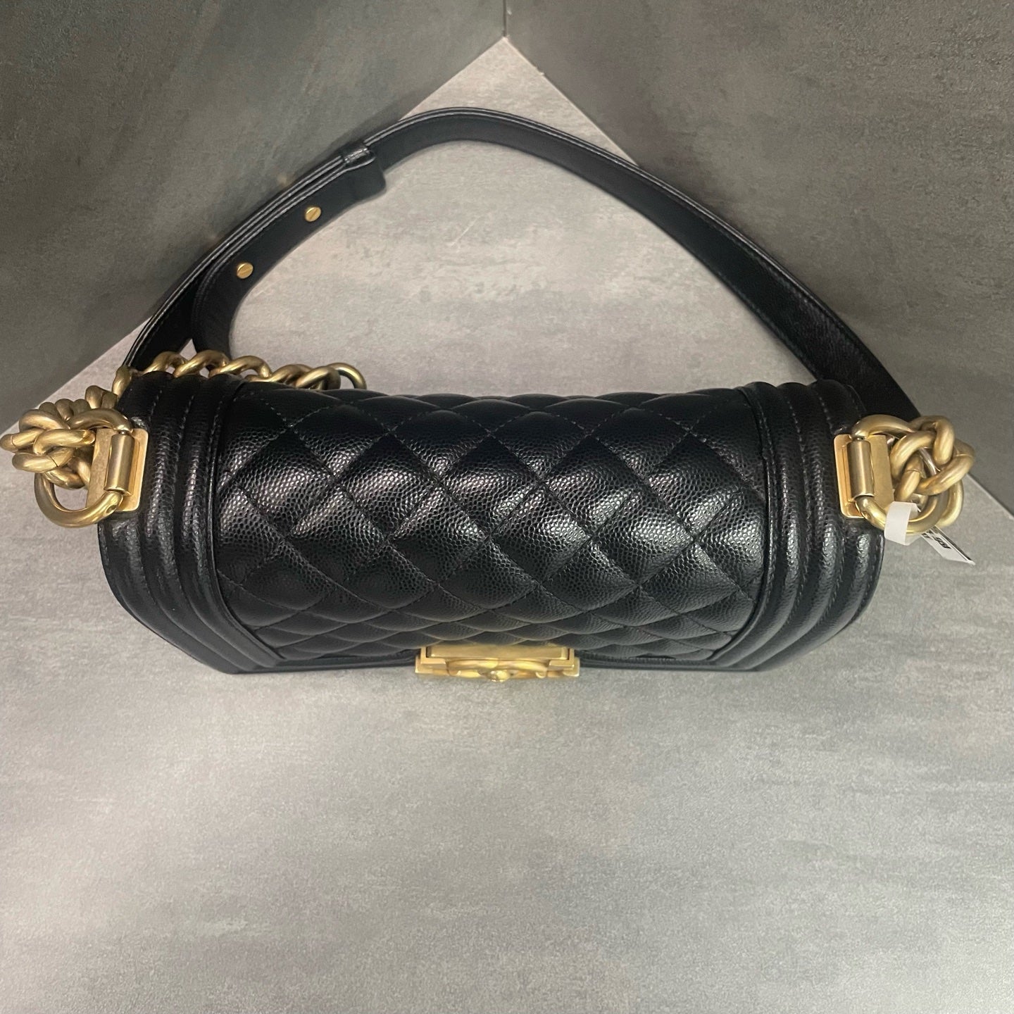 Chanel leboy lichee pattern cowhide Small size Black-Gold