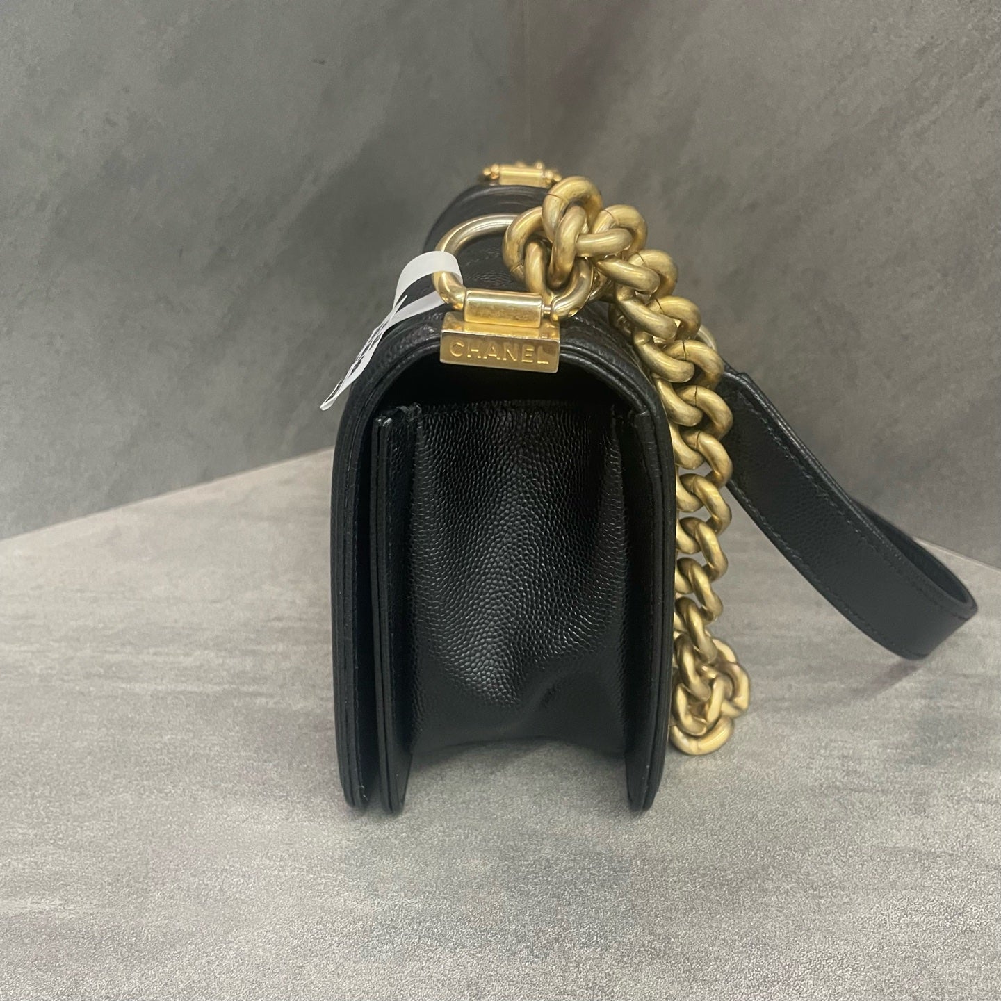 Chanel leboy lichee pattern cowhide Small size Black-Gold