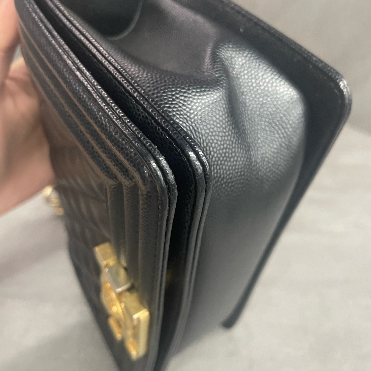 Chanel leboy lichee pattern cowhide Small size Black-Gold