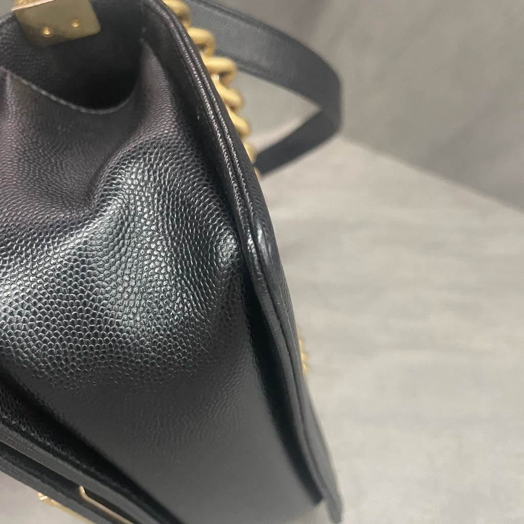 Chanel leboy lichee pattern cowhide Small size Black-Gold