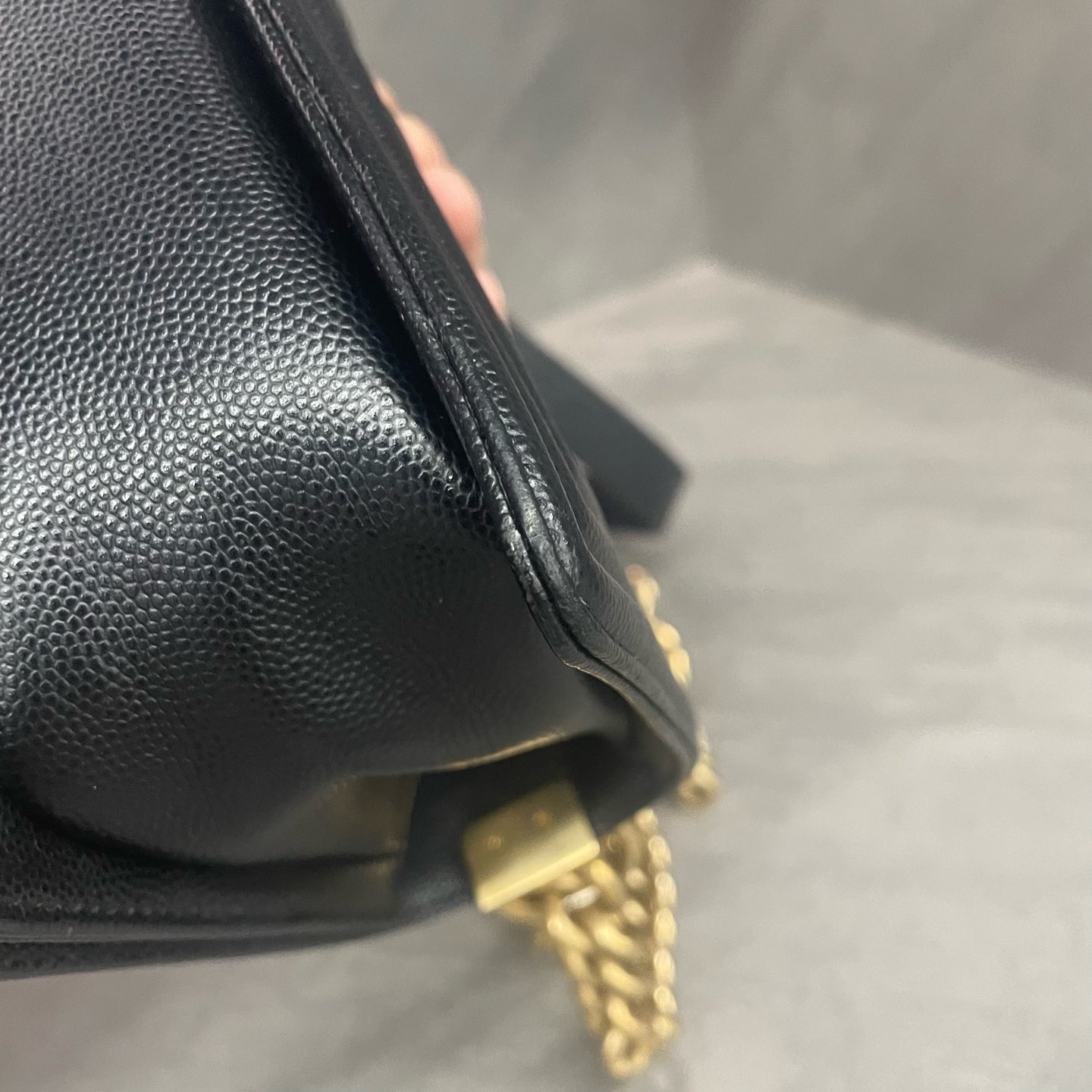 Chanel leboy lichee pattern cowhide Small size Black-Gold