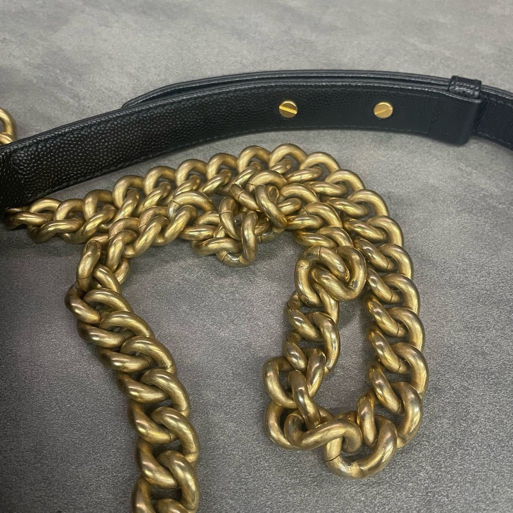 Chanel leboy lichee pattern cowhide Small size Black-Gold