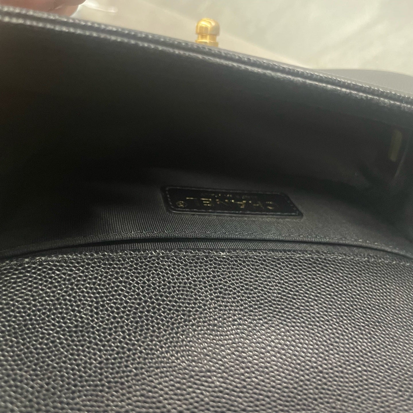 Chanel leboy lichee pattern cowhide Small size Black-Gold