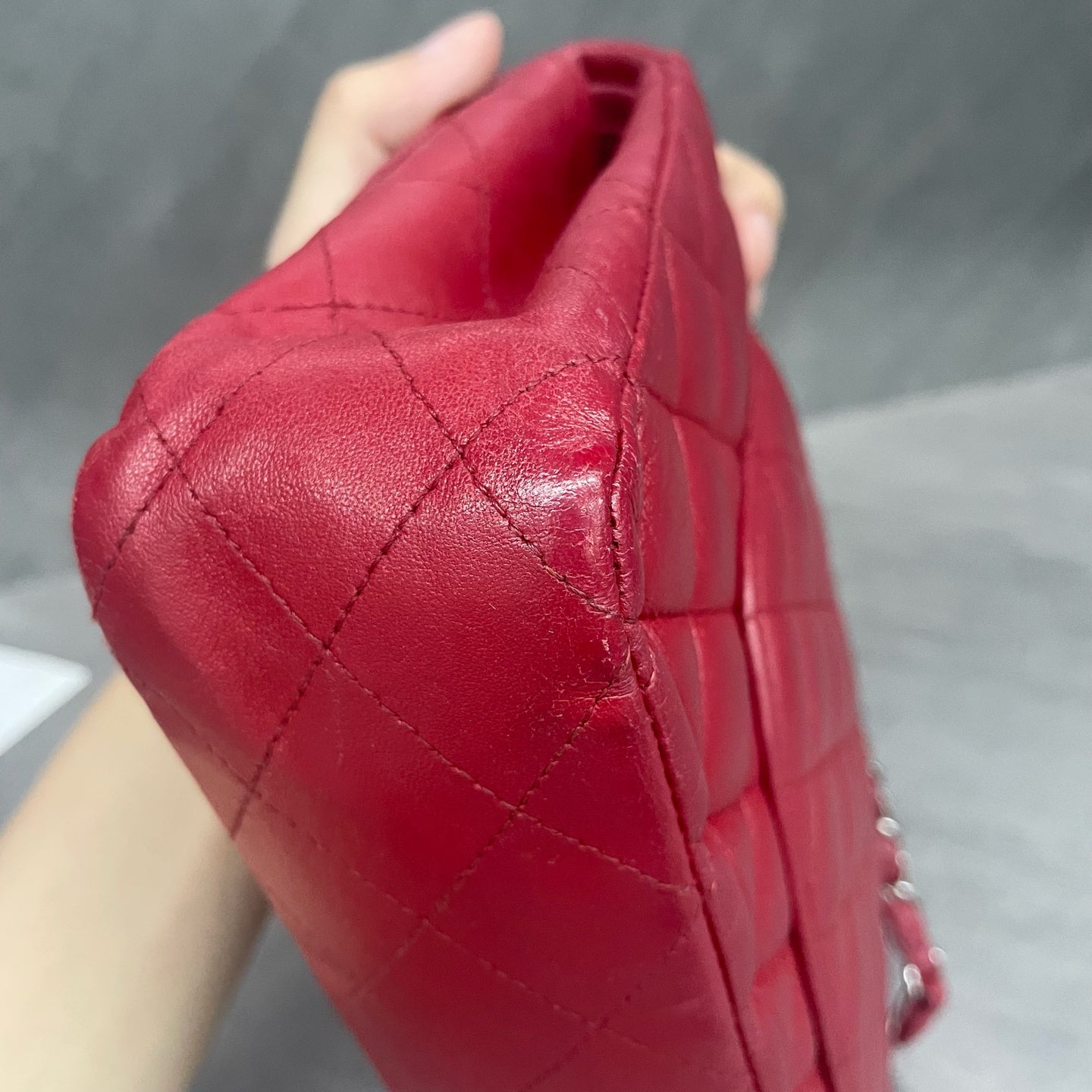 Chanel Classic Flap sheepskin middle size Red