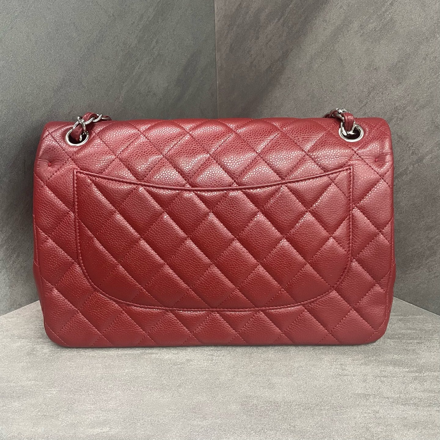 Chanel Classic Flap lichee pattern cowhide Jumbo Red-sliver