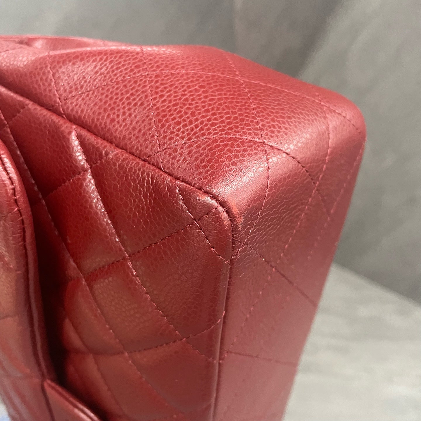 Chanel Classic Flap lichee pattern cowhide Jumbo Red-sliver