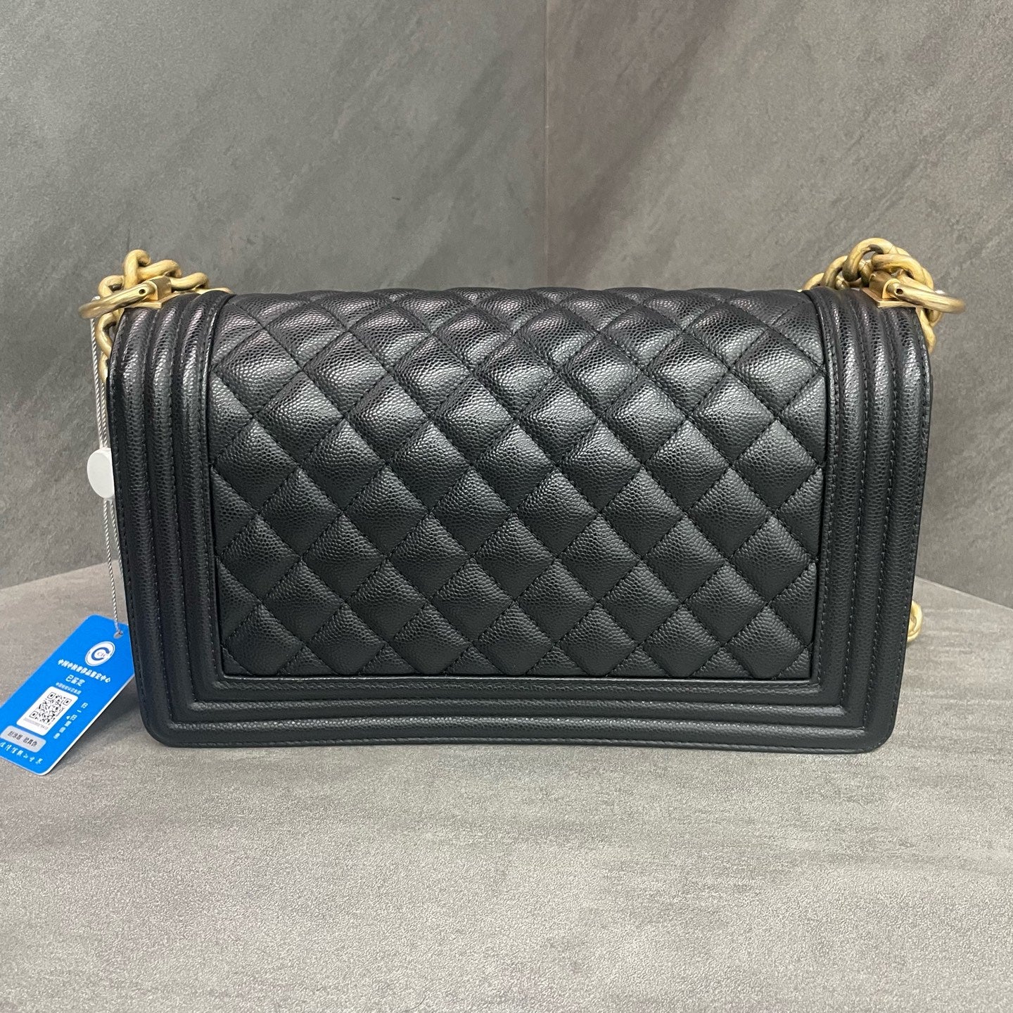 Chanel leboy lichee pattern cowhide Middle size Black-Gold