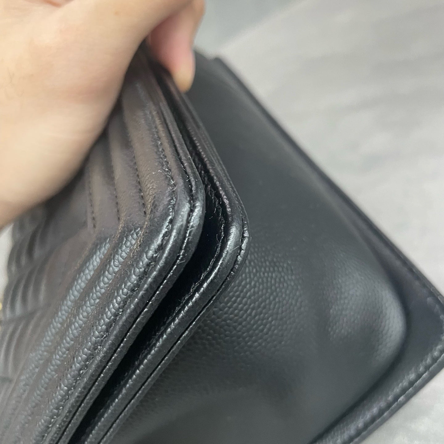 Chanel leboy lichee pattern cowhide Middle size Black-Gold