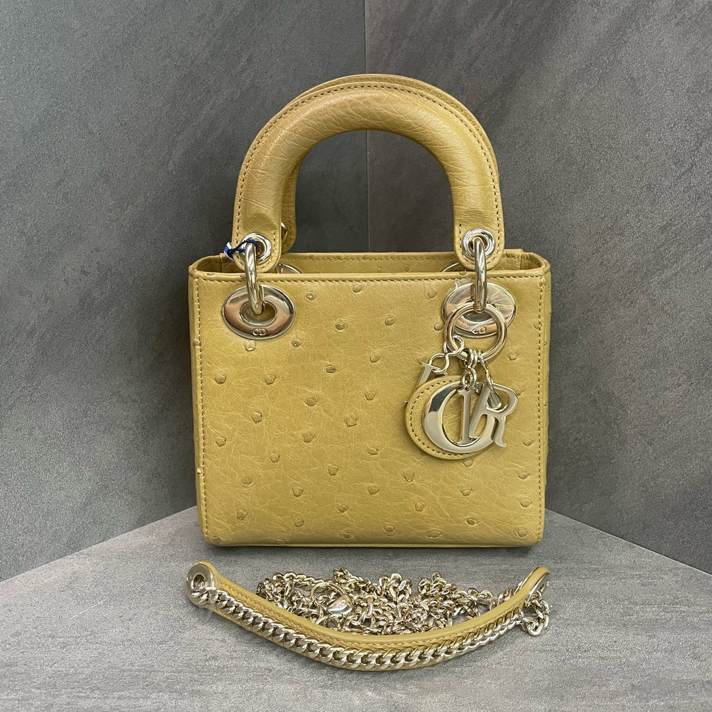 Dior Lady Dior Ostrich skin small size Turmeric
