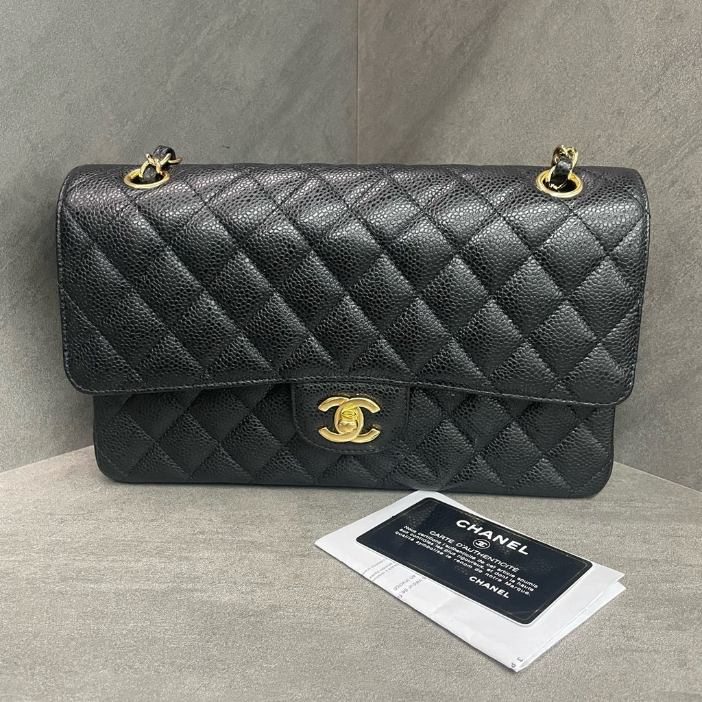 Chanel Classic Flap Lichee pattern middle size Black-Gold
