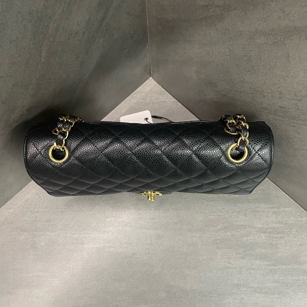 Chanel Classic Flap Lichee pattern middle size Black-Gold