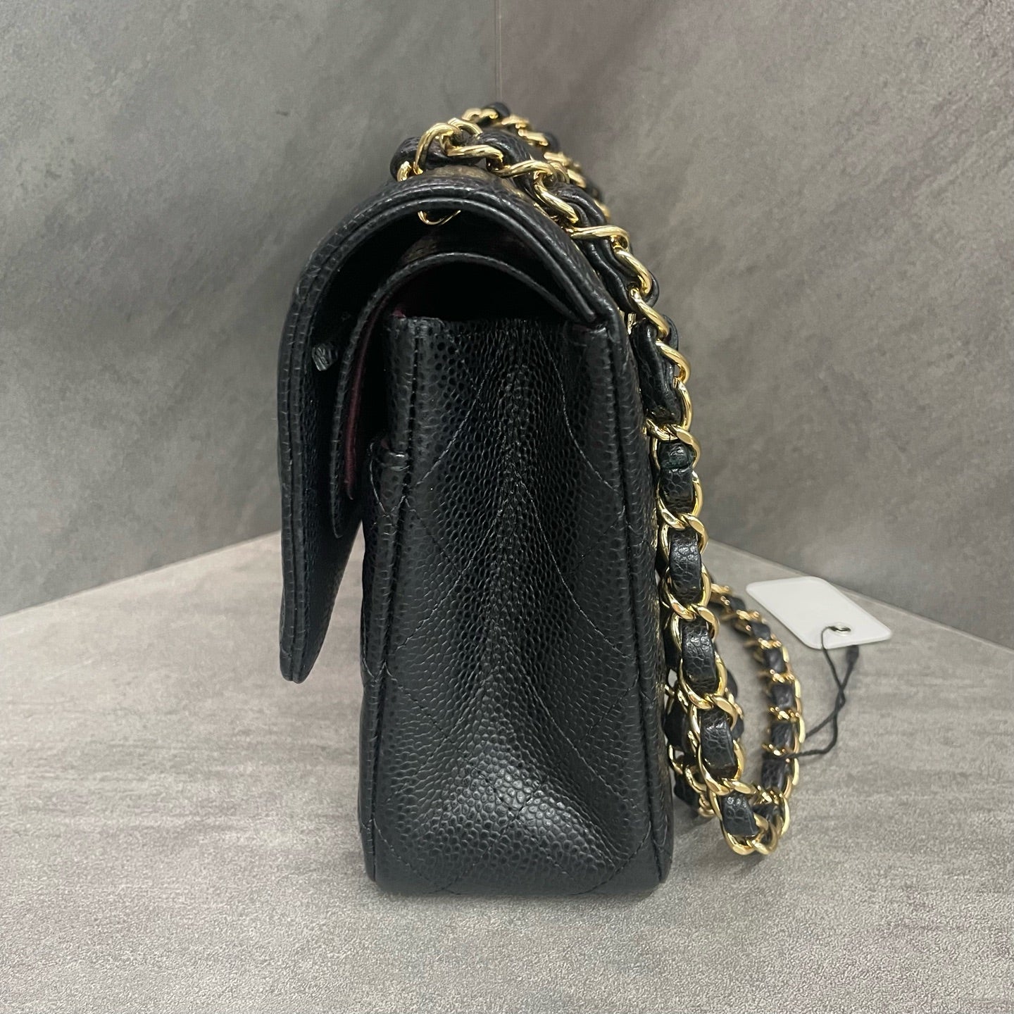 Chanel Classic Flap Lichee pattern middle size Black-Gold
