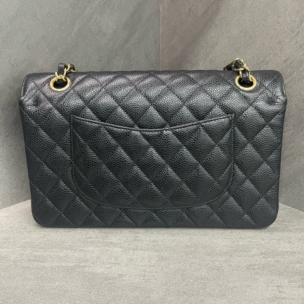 Chanel Classic Flap Lichee pattern middle size Black-Gold