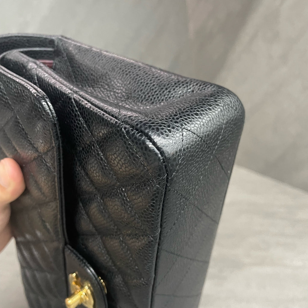 Chanel Classic Flap Lichee pattern middle size Black-Gold