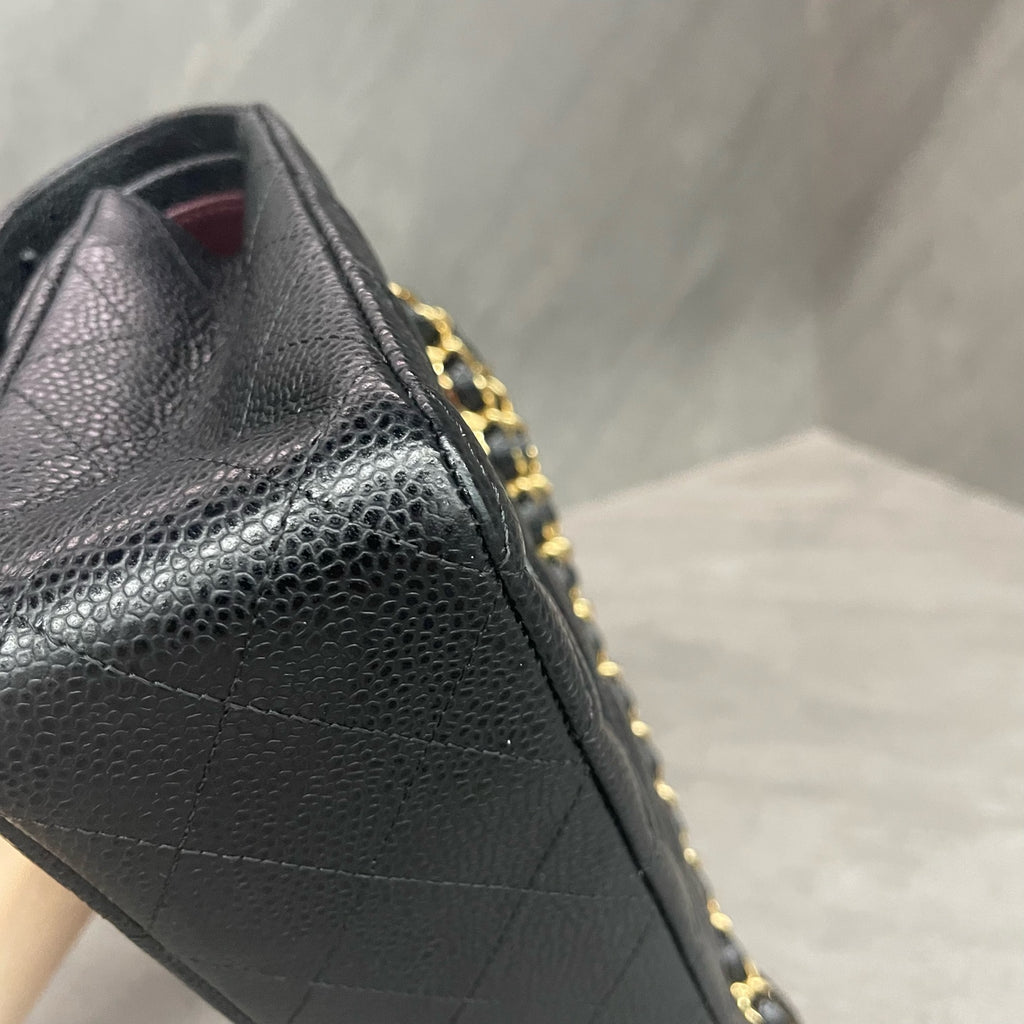 Chanel Classic Flap Lichee pattern middle size Black-Gold