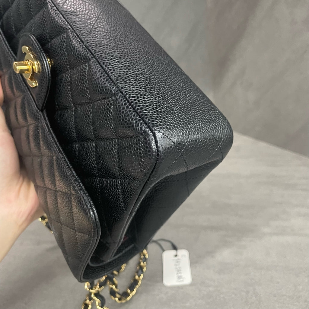 Chanel Classic Flap Lichee pattern middle size Black-Gold