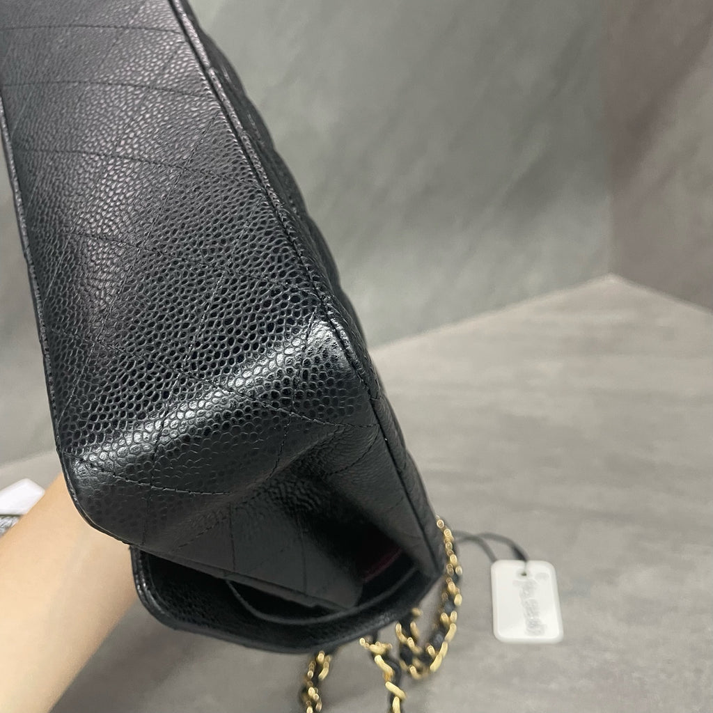 Chanel Classic Flap Lichee pattern middle size Black-Gold