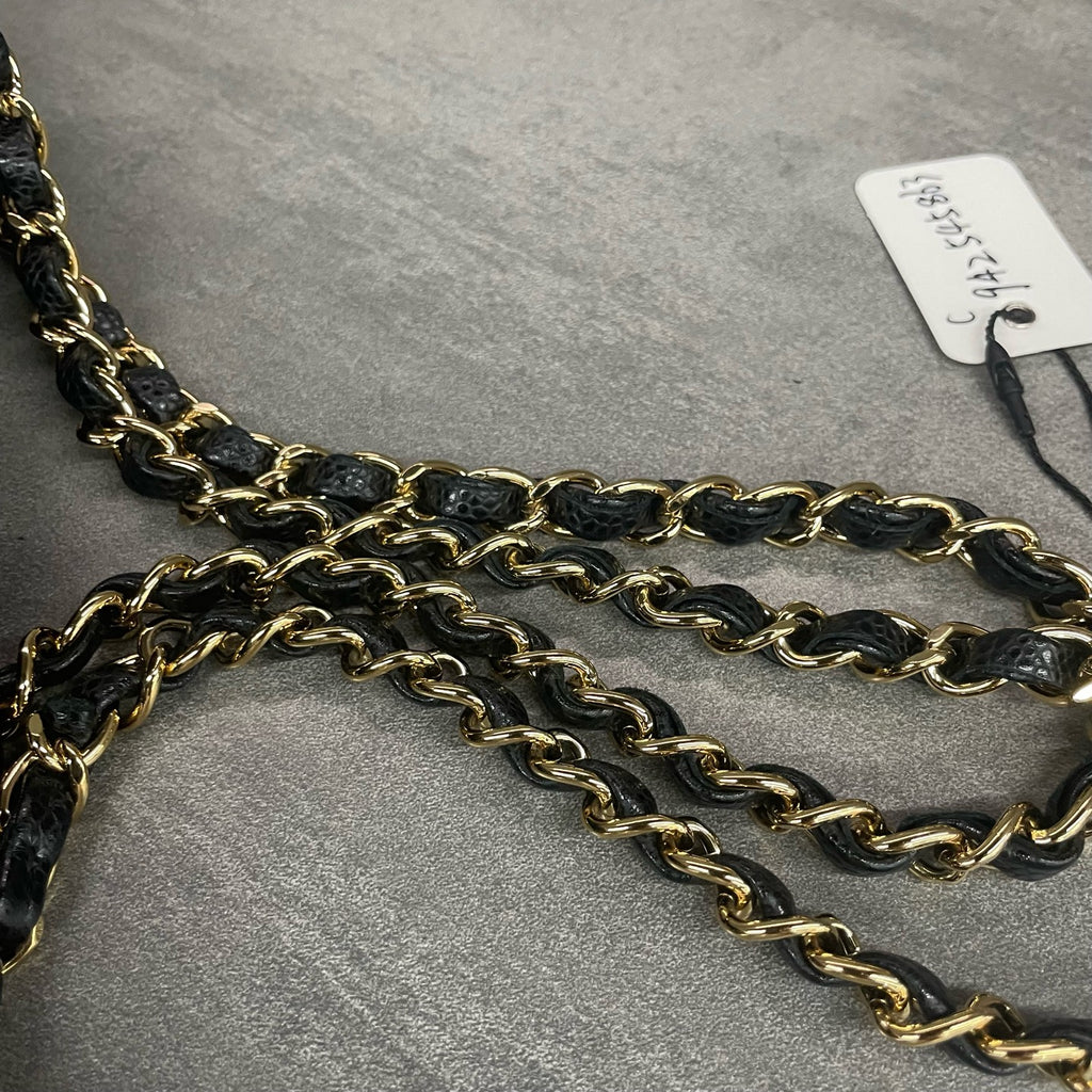 Chanel Classic Flap Lichee pattern middle size Black-Gold