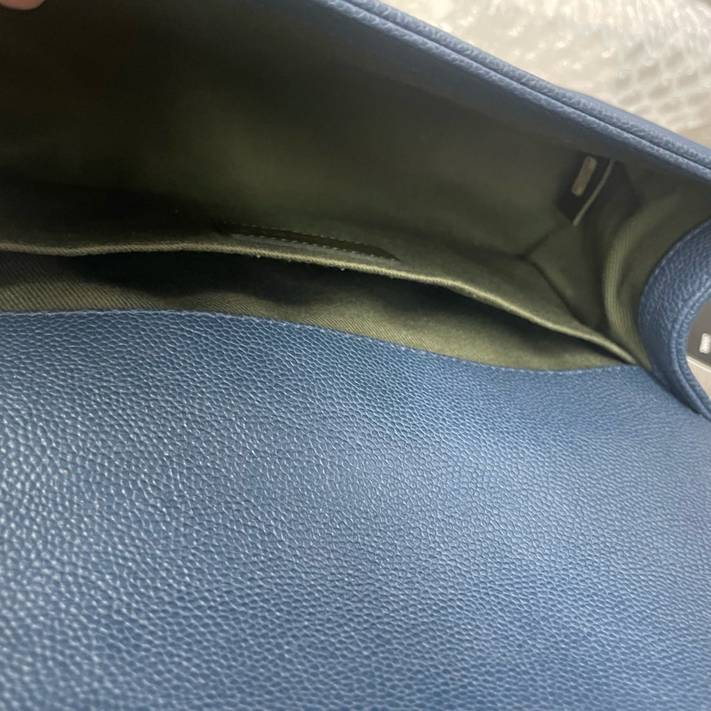 Chanel leboy lichee pattern cowhide middle sizeBlue-Gold