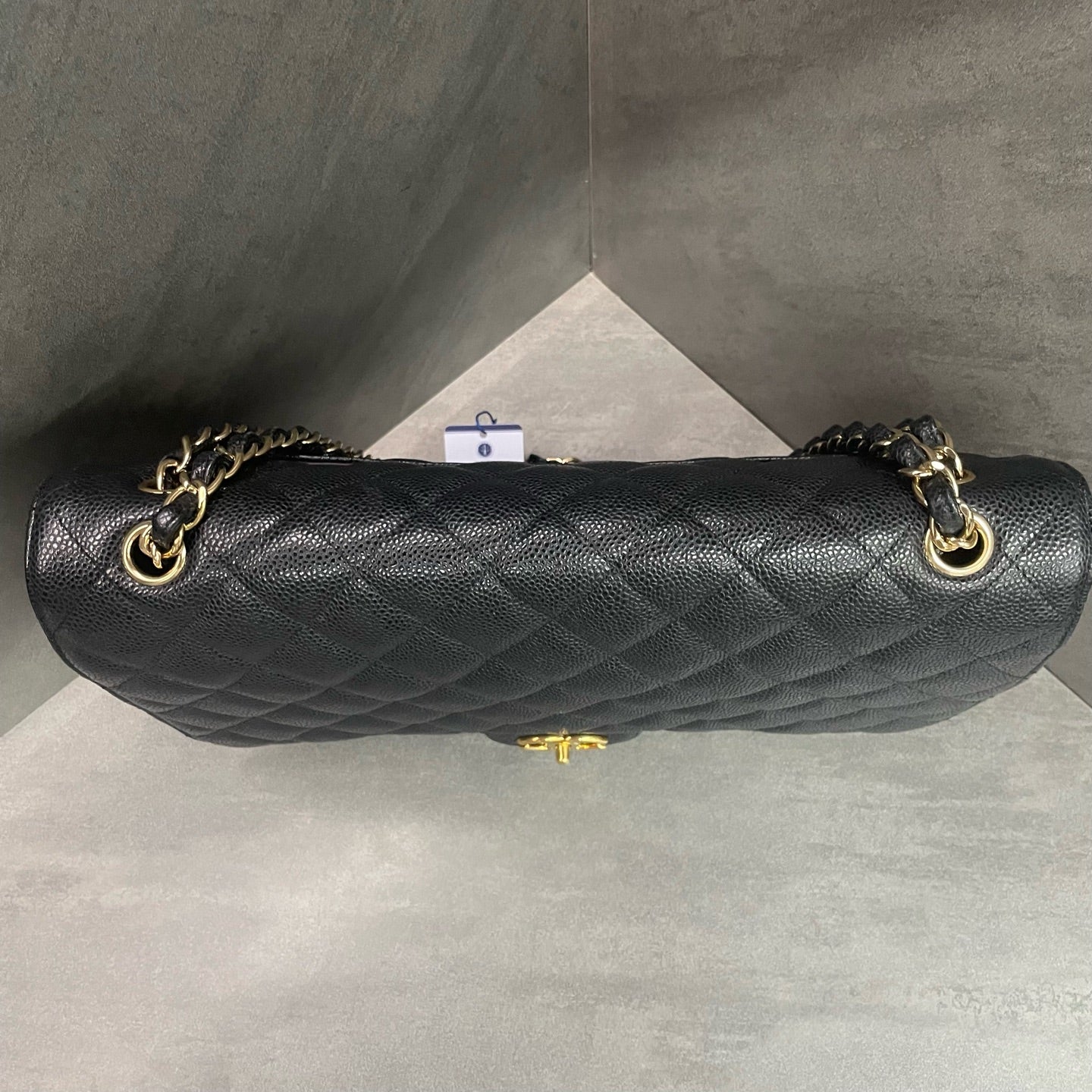 Chanel Classic Flap  lichee pattern cowhide Maxi Black-Gold