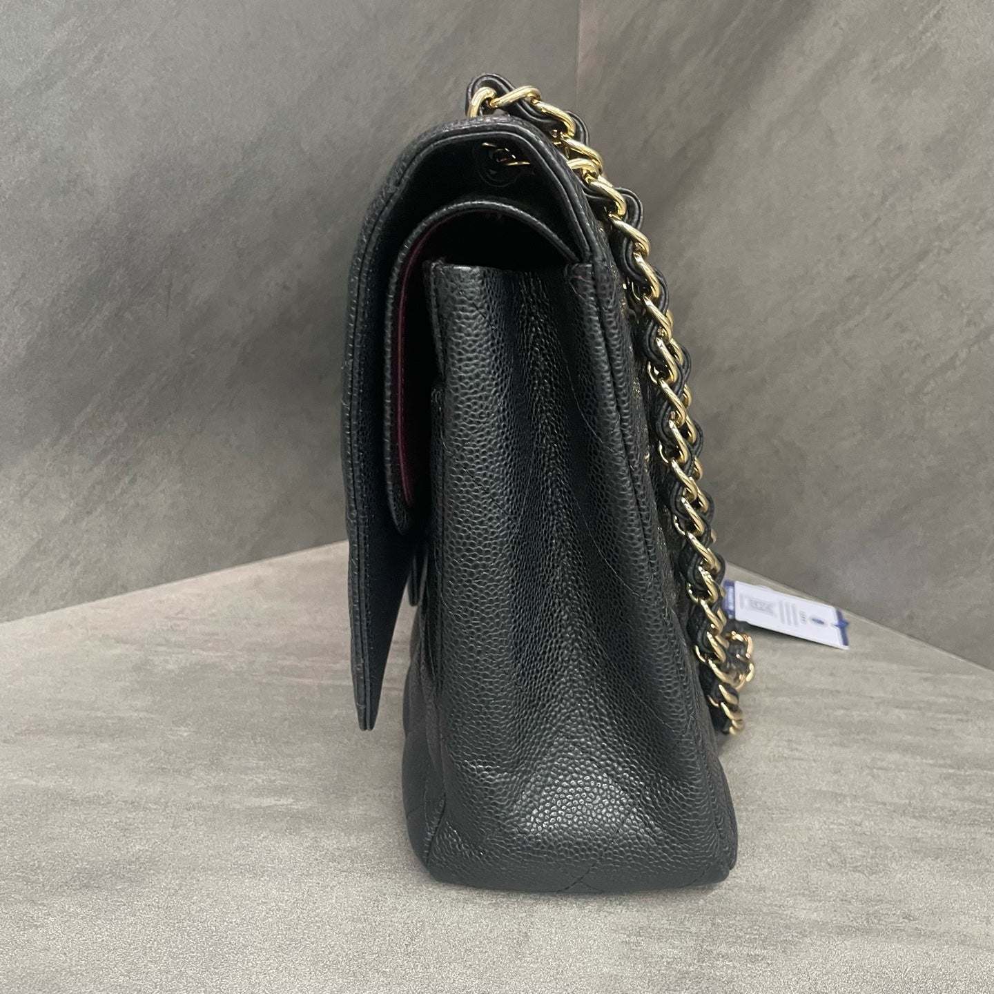 Chanel Classic Flap  lichee pattern cowhide Maxi Black-Gold