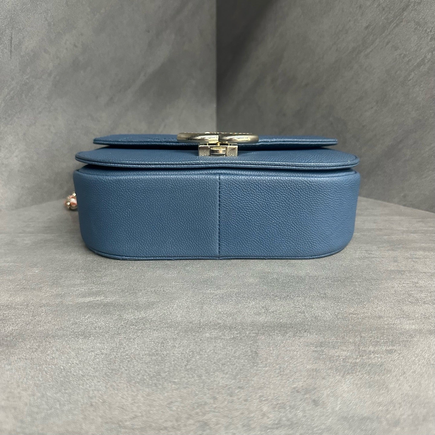 Chanel Flap Cuban series lichee pattern cowhide Blue