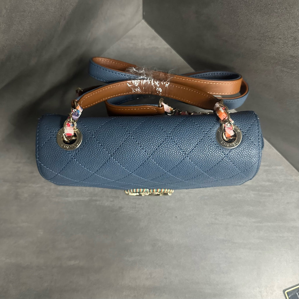 Chanel Flap Cuban series lichee pattern cowhide Blue