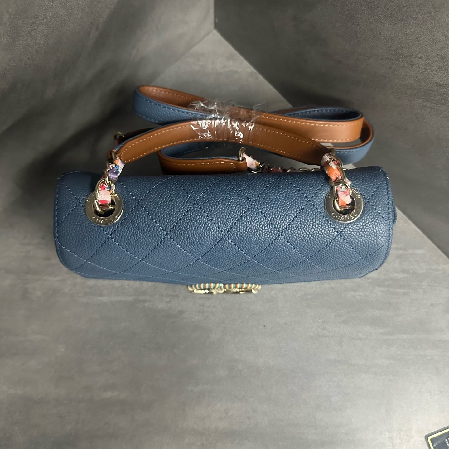 Chanel Flap Cuban series lichee pattern cowhide Blue