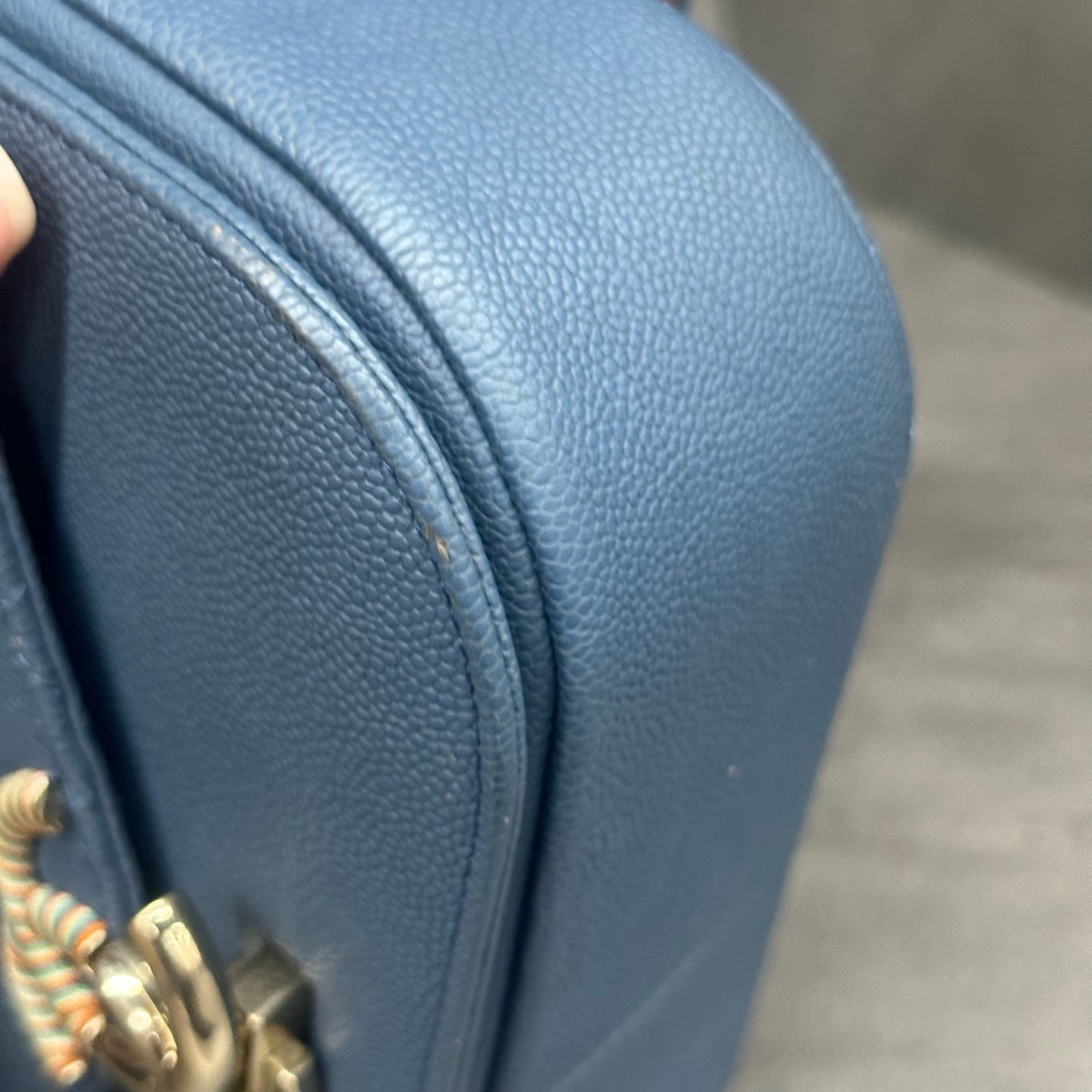 Chanel Flap Cuban series lichee pattern cowhide Blue