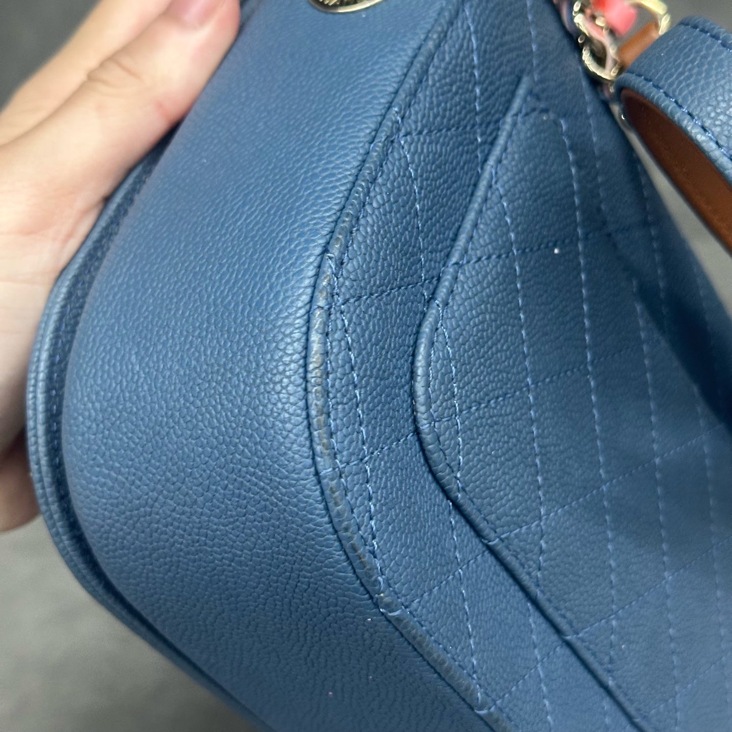 Chanel Flap Cuban series lichee pattern cowhide Blue