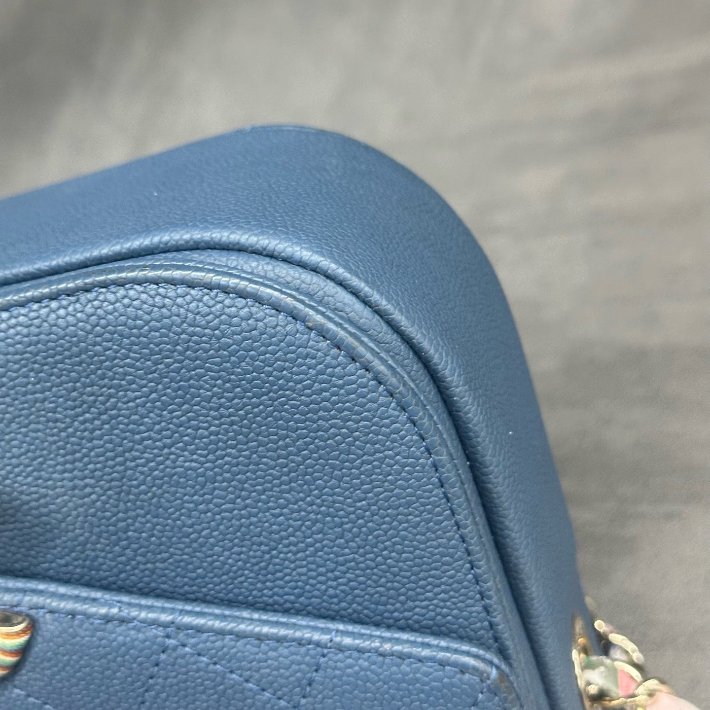 Chanel Flap Cuban series lichee pattern cowhide Blue