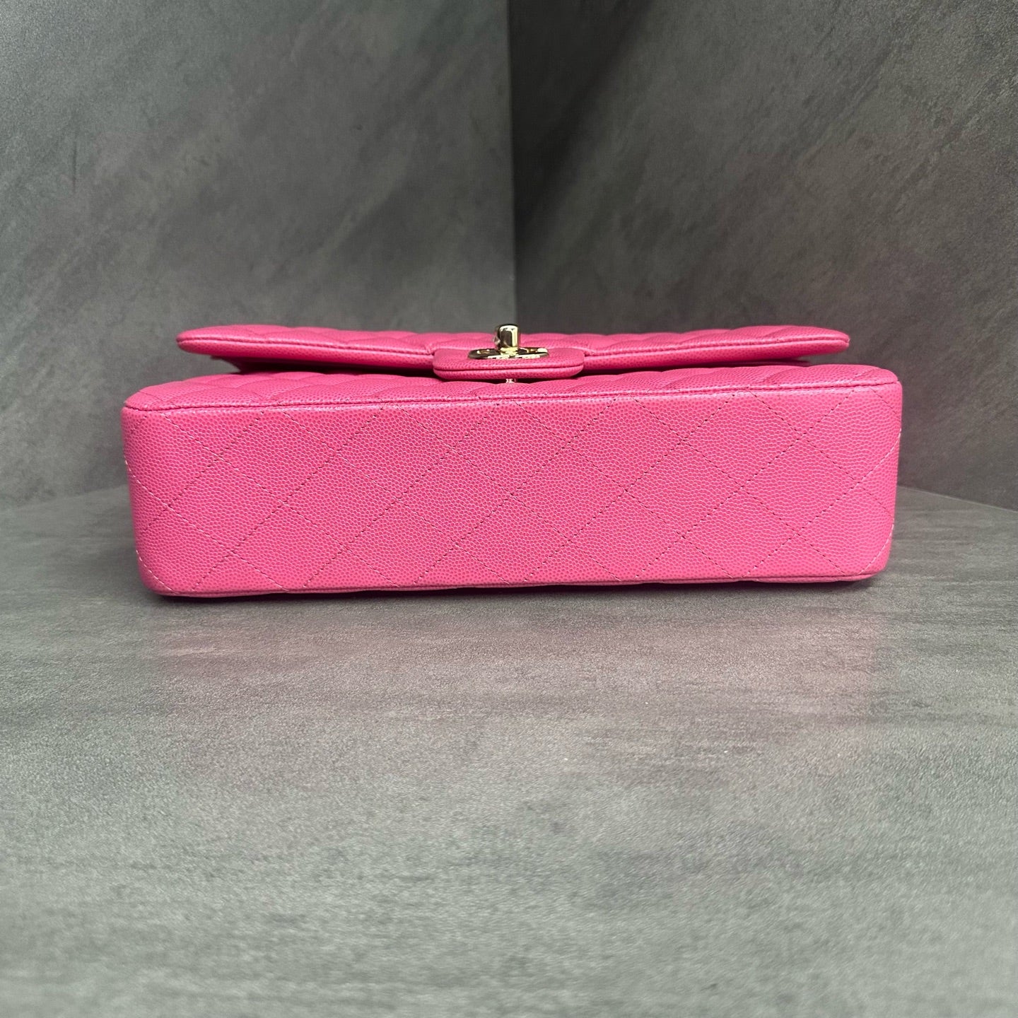 Chanel Classic Flap middle size  lichee pattern cowhide Pink-Gold