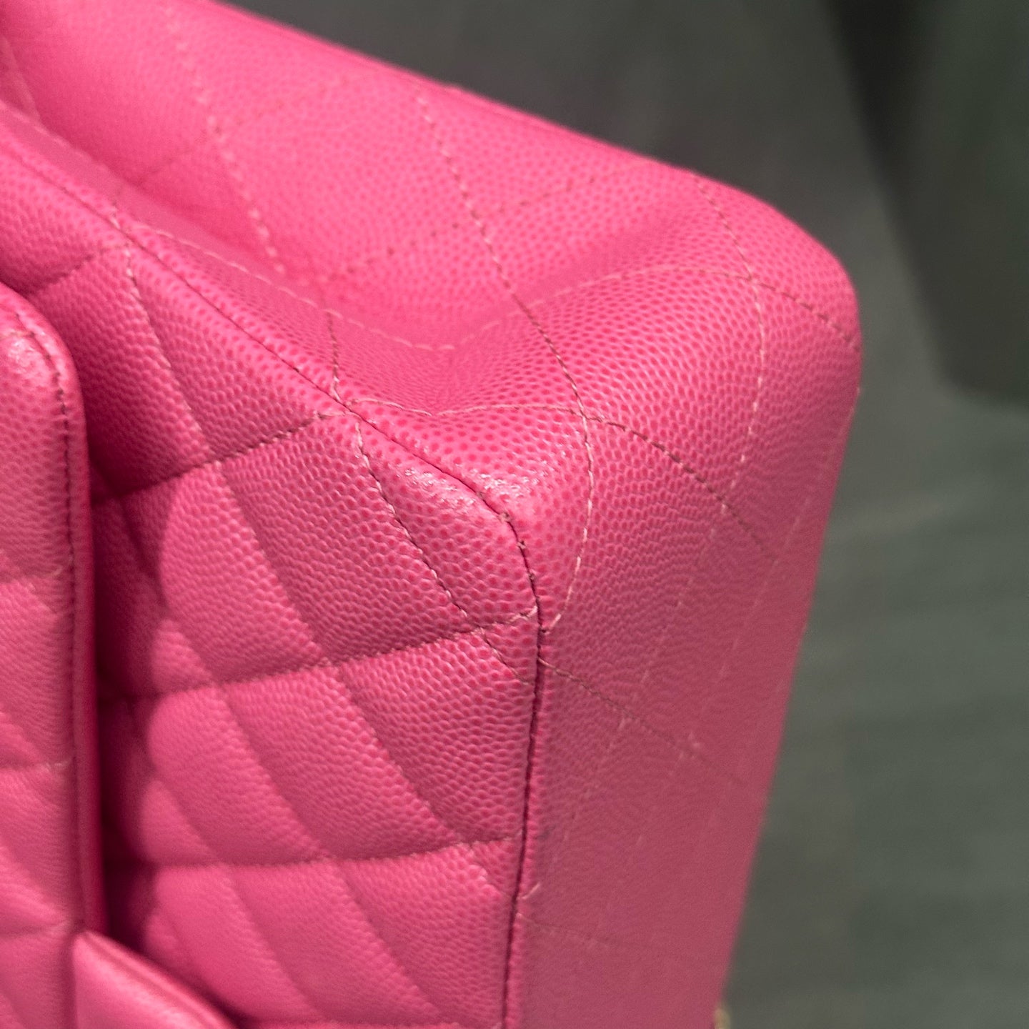 Chanel Classic Flap middle size  lichee pattern cowhide Pink-Gold