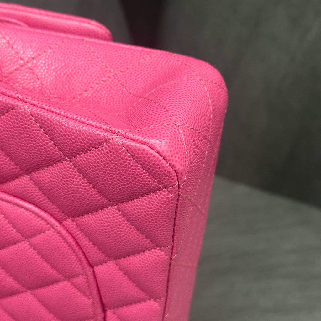 Chanel Classic Flap middle size  lichee pattern cowhide Pink-Gold