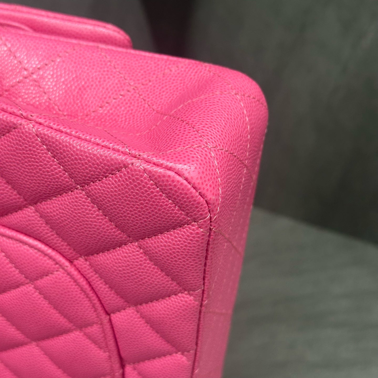 Chanel Classic Flap middle size  lichee pattern cowhide Pink-Gold
