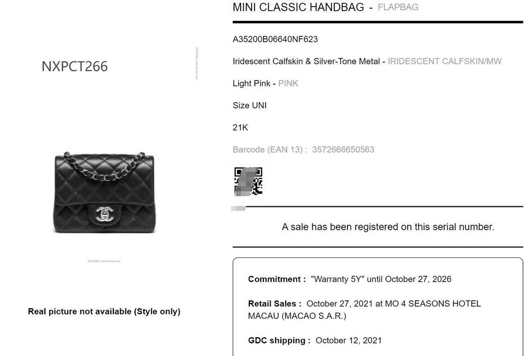 CHANEL MINI CF CALFSKIN Light Pink