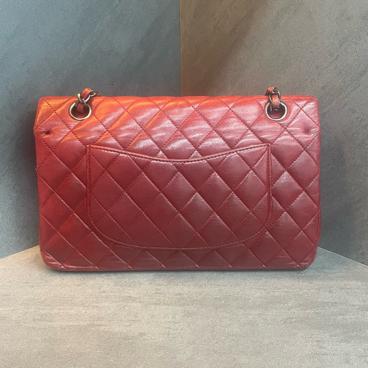 Chanel Classic Flap sheepskin middle size Red-Sliver