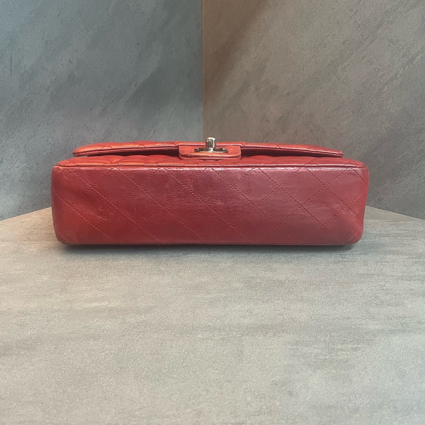 Chanel Classic Flap sheepskin middle size Red-Sliver