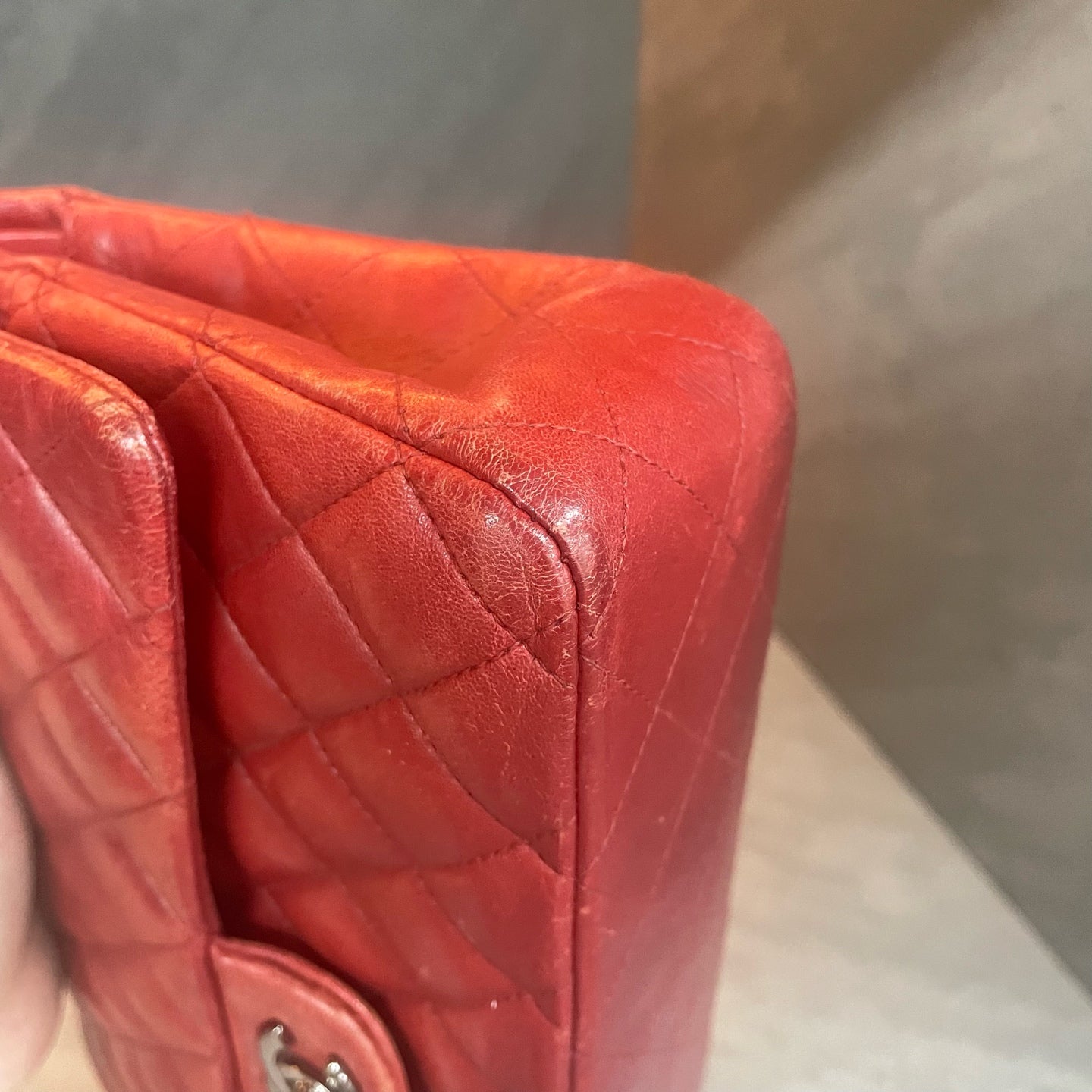 Chanel Classic Flap sheepskin middle size Red-Sliver